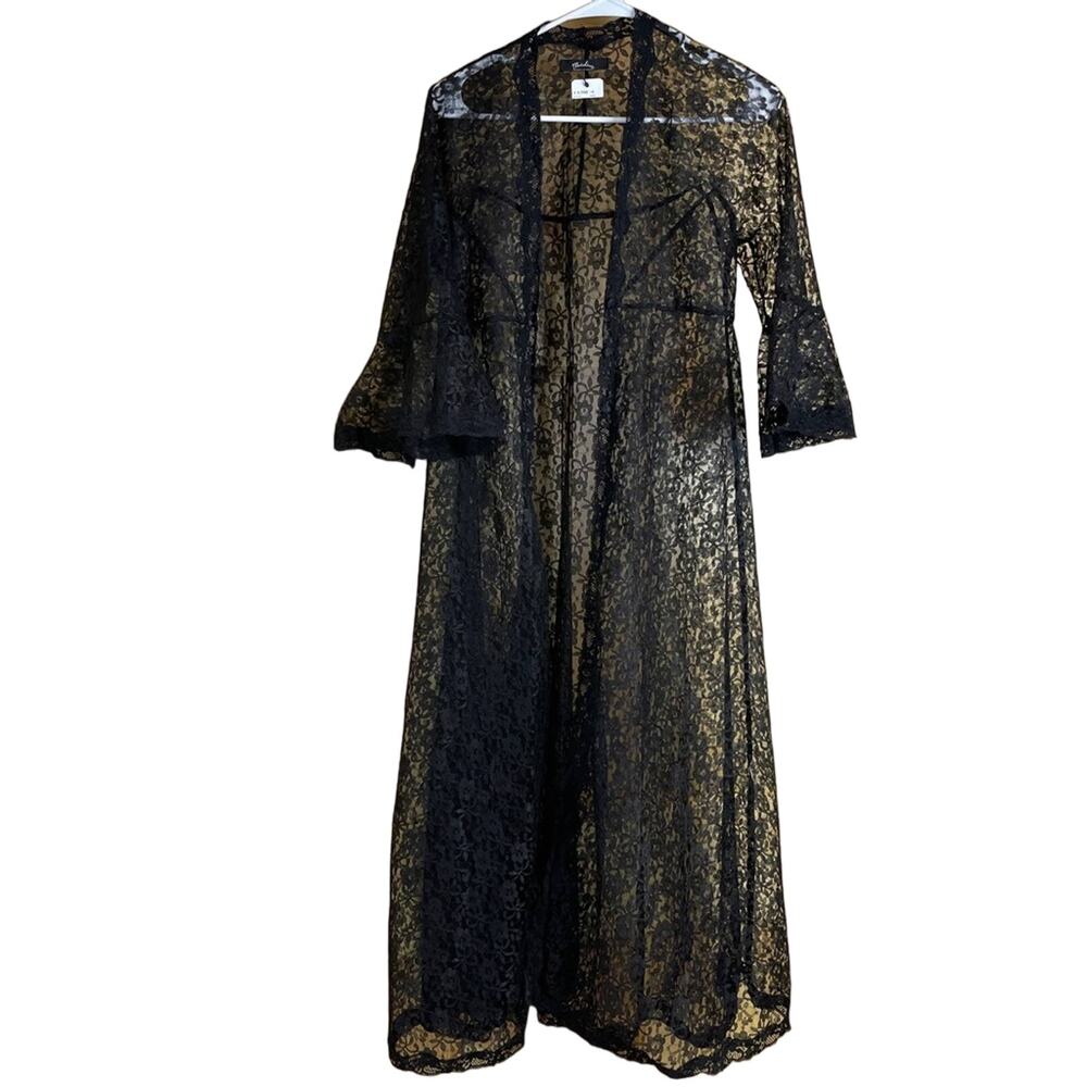 Meridian long see through robe lingerie Size M NWT